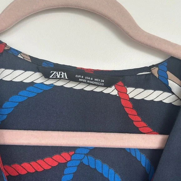 Zara Navy Dress with Rope Pattern - Picture 2 of 2